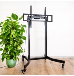 13979-TooQ LUX Soporte de Suelo con Ruedas y Regulacion Electrica de Altura para Pantallas 55"-100", Negro