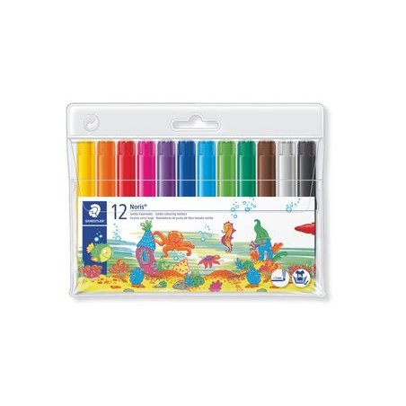 1403-ESTUCHE 12 ROTULADORES ESCOLARES NORIS CLUB TRAZO 3MM. SURTIDOS STAEDTLER 340 WP12