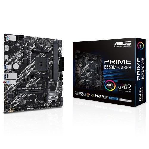 14036-PLACA ASUS PRIME B550M-K ARGB,AMD,AM4,B550,2DDR4,64GB,DP+HDMI,GBLAN,4SATA3+2XM.2,6USB3.2,MATX