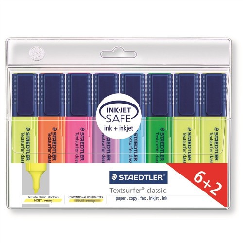 1406-ESTUCHE 6+2 MARCADORES FLUORESCENTES TEXTSURFER CLASSIC 1-5MM. SURTIDOS STAEDTLER 364 A WP8