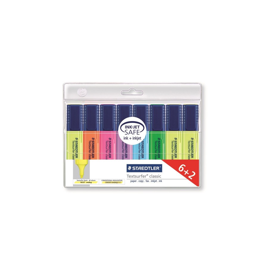 1406-ESTUCHE 6+2 MARCADORES FLUORESCENTES TEXTSURFER CLASSIC 1-5MM. SURTIDOS STAEDTLER 364 A WP8