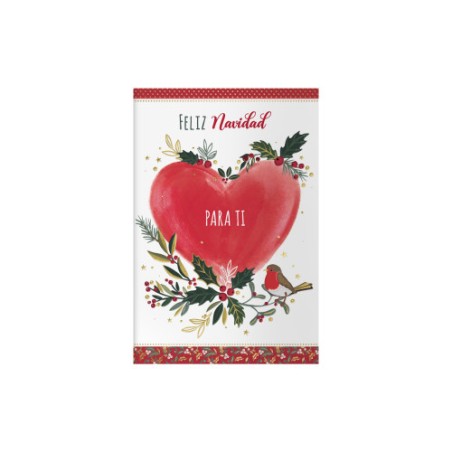 14094-PACK 6 TARJETAS DE FELICITACION NAVIDAD - TAMANO 11,5 X 17 CM - MODELO CORAZON DOHE 70019