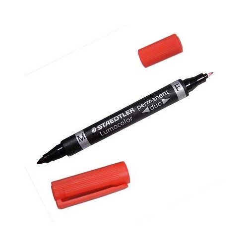 1410-MARCADOR DUO LUMOCOLOR PERMANENTE PUNTAS 0,6/1MM. 1MM. ROJO STAEDTLER 348-2