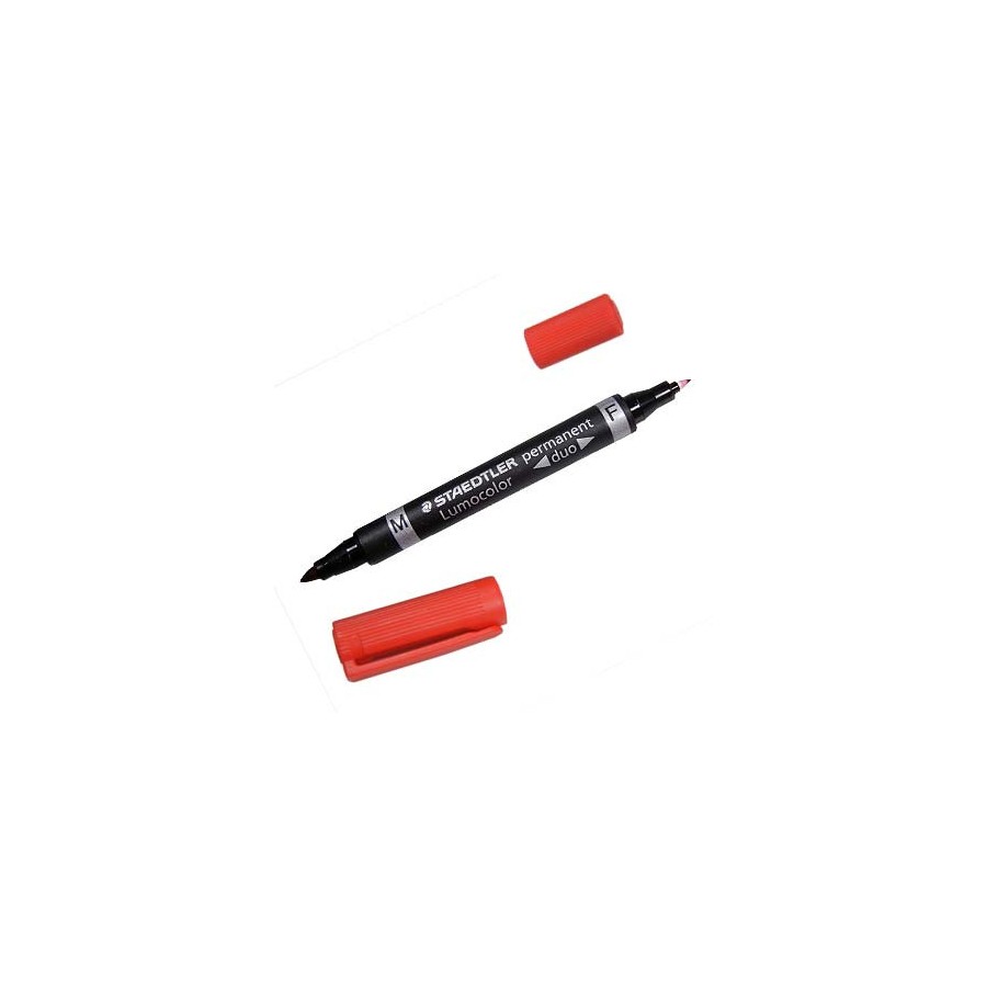 1410-MARCADOR DUO LUMOCOLOR PERMANENTE PUNTAS 0,6/1MM. 1MM. ROJO STAEDTLER 348-2