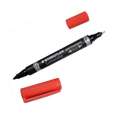 1410-MARCADOR DUO LUMOCOLOR PERMANENTE PUNTAS 0,6/1MM. 1MM. ROJO STAEDTLER 348-2