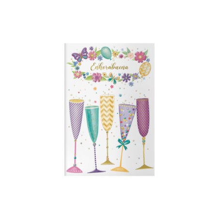 14108-PACK 6 TARJETAS DE FELICITACION - TAMANO 11,5 X 17 CM - MODELO COPAS DOHE 70071