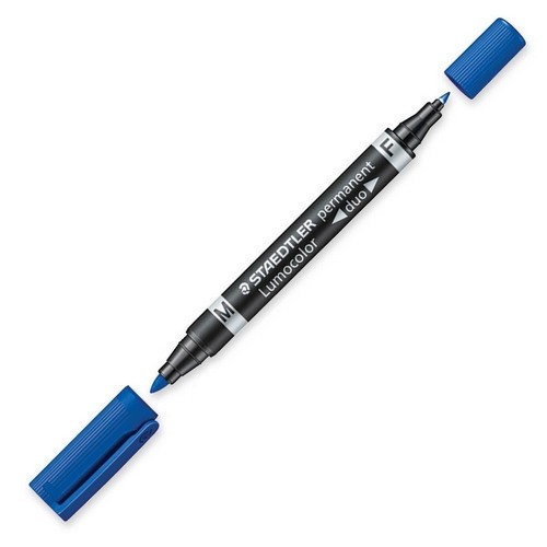 1411-MARCADOR DUO LUMOCOLOR PERMANENTE PUNTAS 0,6/1MM. 1MM. AZUL STAEDTLER 348-3