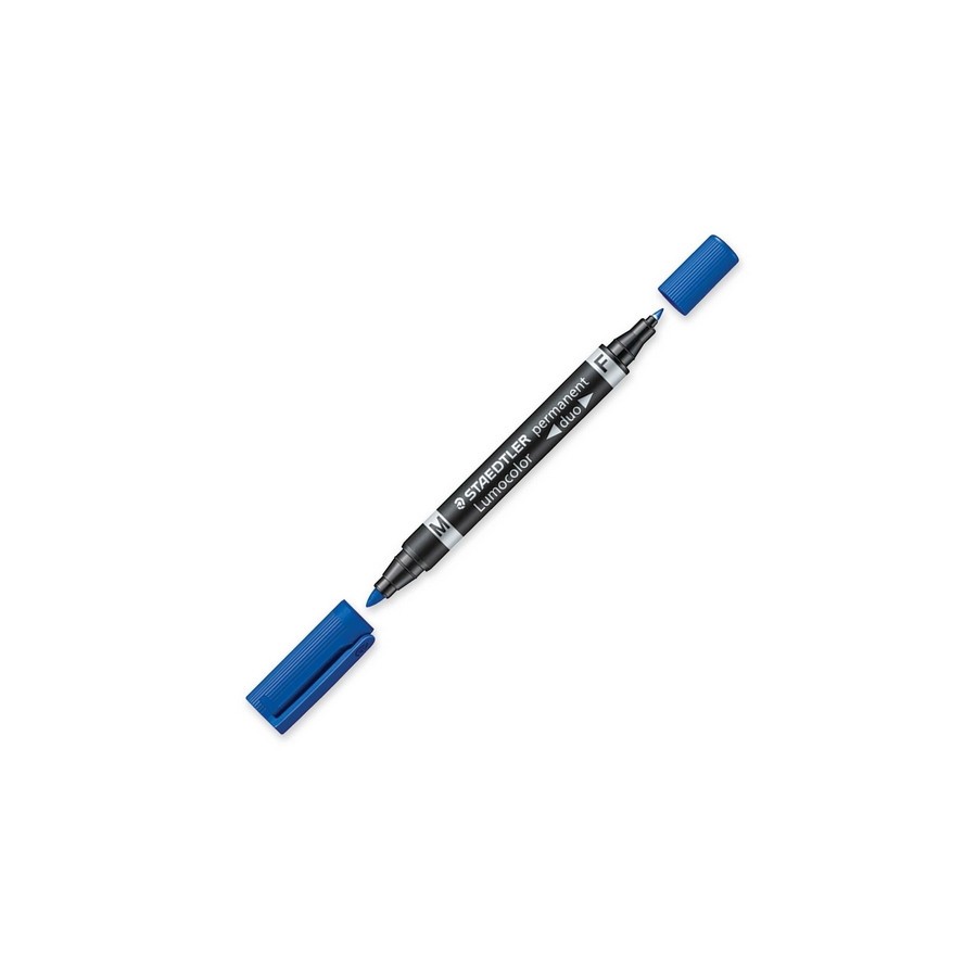 1411-MARCADOR DUO LUMOCOLOR PERMANENTE PUNTAS 0,6/1MM. 1MM. AZUL STAEDTLER 348-3