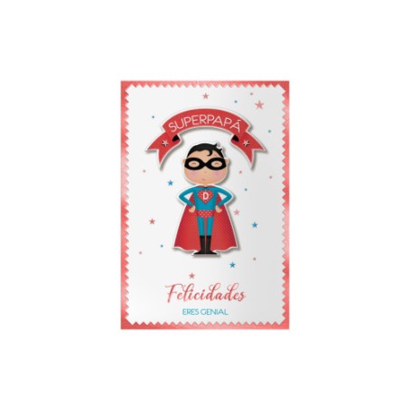 14114-PACK 6 TARJETAS DE FELICITACION PAPAS - TAMANO 11,5 X 17 CM - MODELO SUPERDAD DOHE 70082