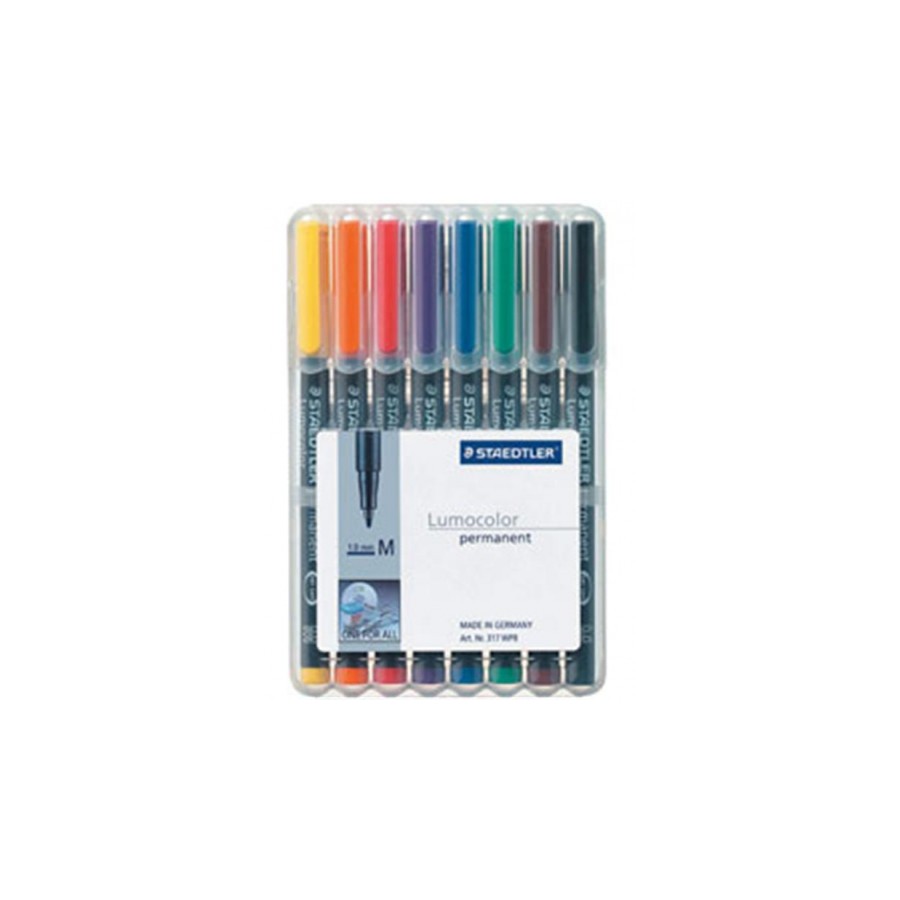 1417-ESTUCHE 8 MARCADORES LUMOCOLOR PERMANENTE PUNTA MEDIA 1MM. SURTIDOS STAEDTLER 317 WP8
