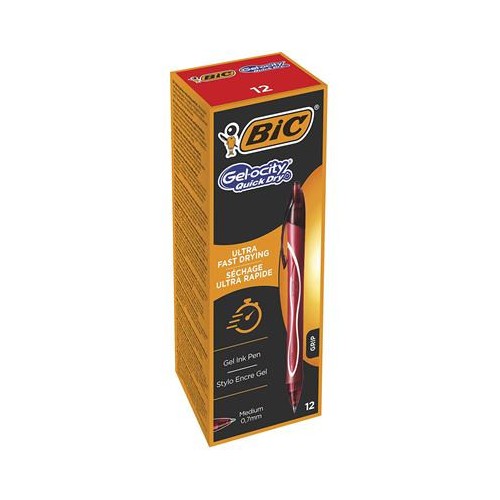 1422-BOLIGRAFO GELOCITY QUICK DRY RETRACTIL TRAZO 0,7 MM. COLOR ROJO BIC 949874