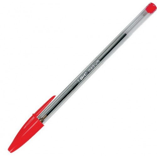 1425-BOLIGRAFO CRISTAL CUERPO TRANSPARENTE TRAZO 0,4 MM. COLOR ROJO BIC 8373619