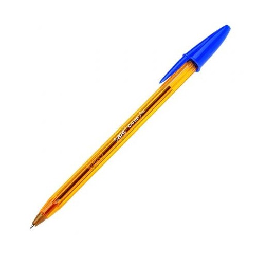 1427-BOLIGRAFO CRISTAL FINE CUERPO NARANJA TRAZO 0,3 MM. COLOR AZUL BIC 872730