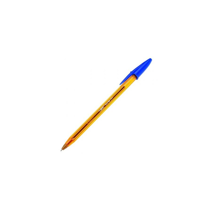 1427-BOLIGRAFO CRISTAL FINE CUERPO NARANJA TRAZO 0,3 MM. COLOR AZUL BIC 872730