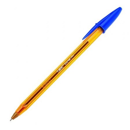 1427-BOLIGRAFO CRISTAL FINE CUERPO NARANJA TRAZO 0,3 MM. COLOR AZUL BIC 872730