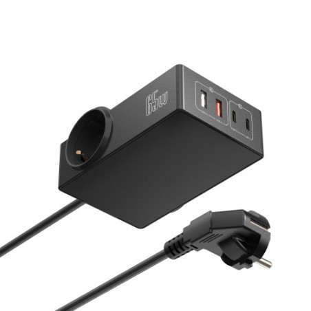 14350-EWENT ESTACION DE CARGA USB GAN FAST DE 65W - 2 USB A Y 2 USB C