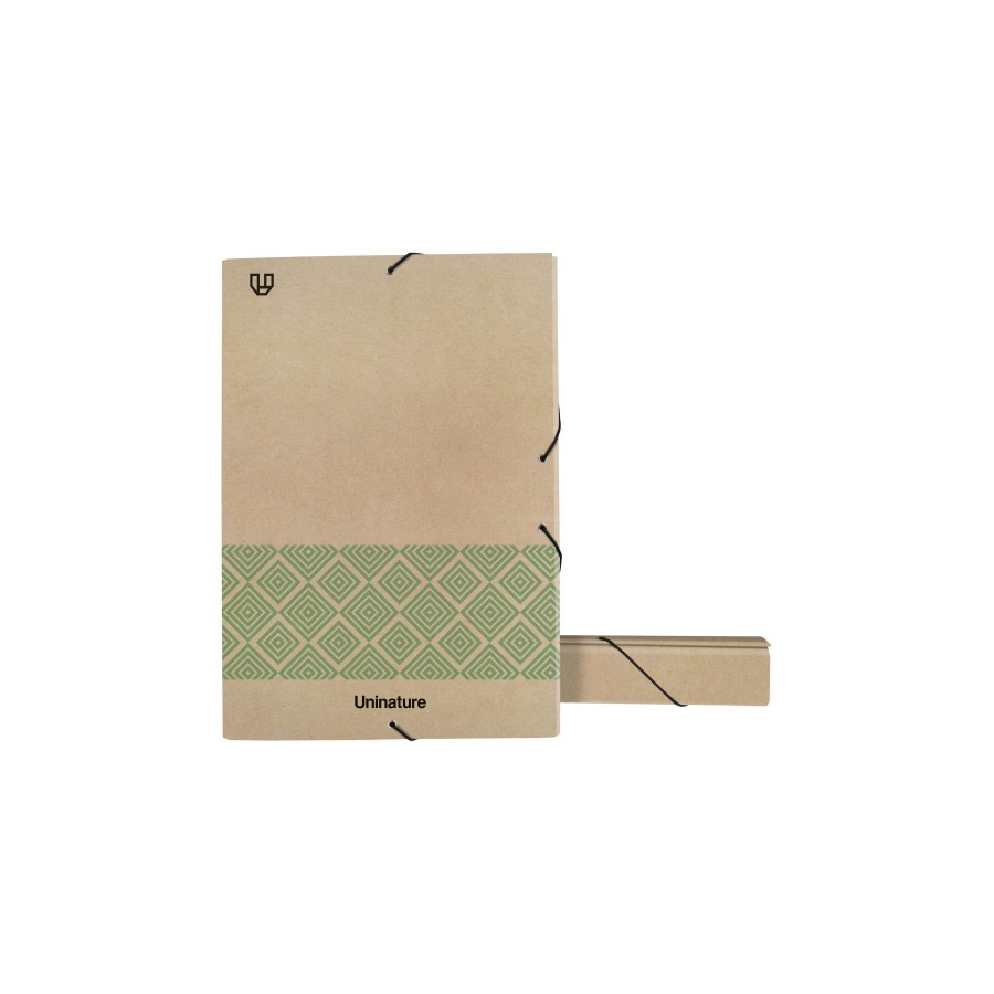 14569-CAJA PROYECTOS RECICLADA KRAFT SOFT LOMO 5CM FOLIO VERDE UNINATURE 91273720