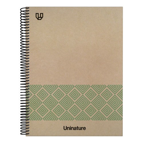 14570-CUADERNO RECICLADO A4 KRAFT SOFT TAPA DURA 80 HOJAS 90GR CUADRICULA 4X4 MM VERDE UNINATURE 88500320