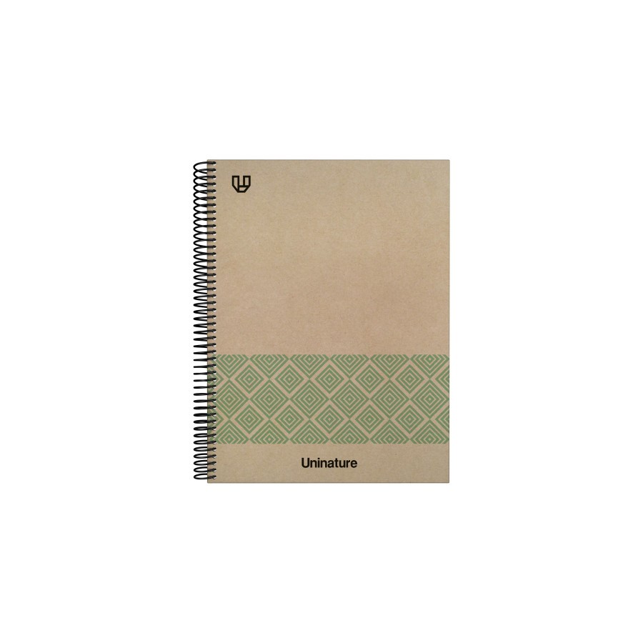 14571-CUADERNO RECICLADO A4 KRAFT SOFT TAPA DURA 80 HOJAS 90GR LISO VERDE UNINATURE 88500420