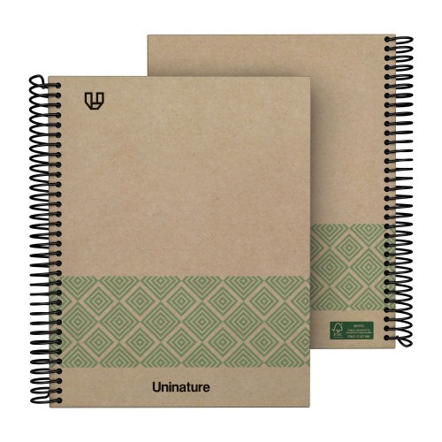 14573-CUADERNO RECICLADO A5 KRAFT SOFT TAPA DURA 80 HOJAS 90GR CUADRICULA 4X4 MM VERDE UNINATURE 88538720