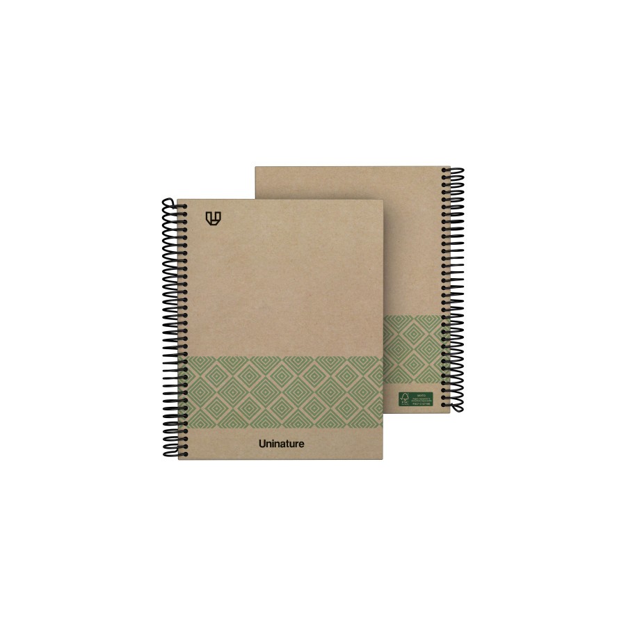 14573-CUADERNO RECICLADO A5 KRAFT SOFT TAPA DURA 80 HOJAS 90GR CUADRICULA 4X4 MM VERDE UNINATURE 88538720