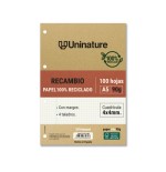 14575-RECAMBIO RECICLADO A5 100 HOJAS 90GR CUADRICULA 4X4 MM CON TALADROS UNINATURE 53393400