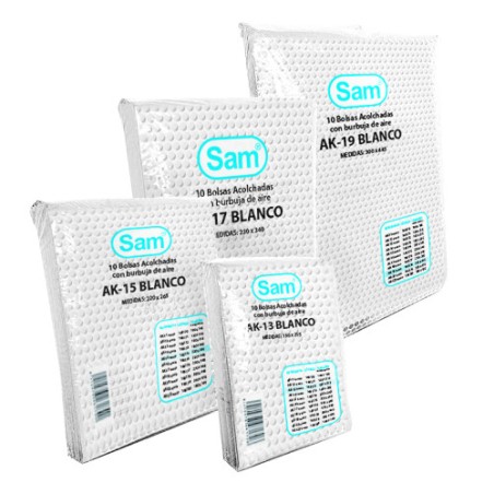 14585-PAQUETE 10 BOLSAS AIR BAG AUTOADHESIVA ACOLCHADA AK-19 BLANCO MEDIDA INTERIOR 300X445 SAM 146178