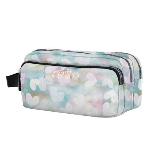 14595-ESTUCHE ESCOLAR TRES COMPARTIMENTOS CORAZONES PASTEL TOTTO AC52ECO009-2311Z-4HX