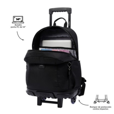 14634-MOCHILA ESCOLAR CON RUEDAS GRANDE NEGRA - TRIK TOTTO MA03TKI003-22200-N01