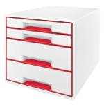 14781-BUCS 4 CAJONES WOW DESK CUBE (2 GRANDES Y 2 PEQUENOS), ROJO /BLANCO LEITZ 52132026