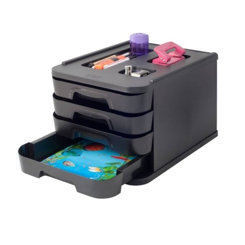 14797-MUEBLE 4 CAJONES MONTADO COLOR NEGRO PLASTICO RECICLADO Y RECICLABLE FAIBO 1000MR2