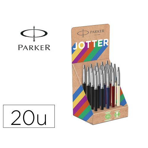 14824-EXPOSITOR 20 UDS JOTTER ORIGINALS RECICLADOS - COLORES CLASICOS PARKER 2190110