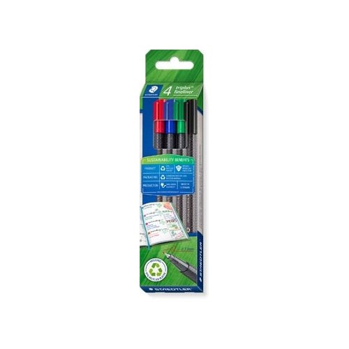 14866-ESTUCHE ROTULADOR TRIPLUS FINELINER 334 ECO EDITION. 4 UNIDADES COLORES SURTIDOS STAEDTLER 334 RC4