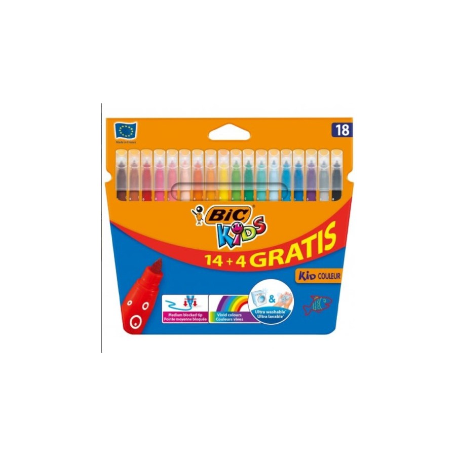 14874-ESTUCHE ROTULADORES FORMATO ESPECIAL 18 UDS KID COULEUR BIC 9375092
