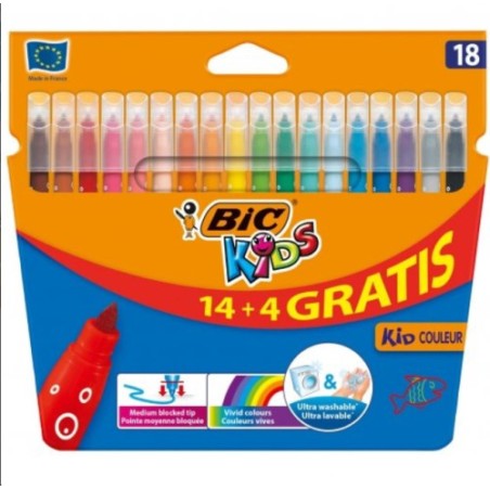 14874-ESTUCHE ROTULADORES FORMATO ESPECIAL 18 UDS KID COULEUR BIC 9375092