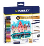 14886-SET CREATIVO LAPICES DE COLORES 23 UDS MANLEY MLA00023