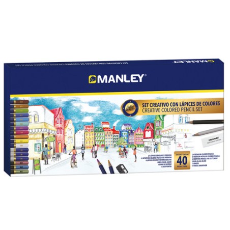 14888-SET LAPICES DE COLORES 40 UDS MANLEY MLA00040