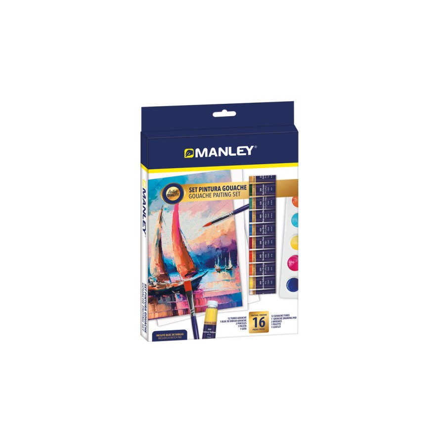 14894-SET PINTURA GOUACHE 16 PZAS MANLEY MGH00100
