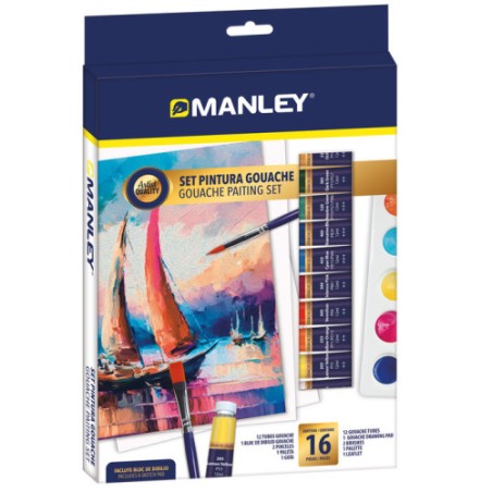 14894-SET PINTURA GOUACHE 16 PZAS MANLEY MGH00100
