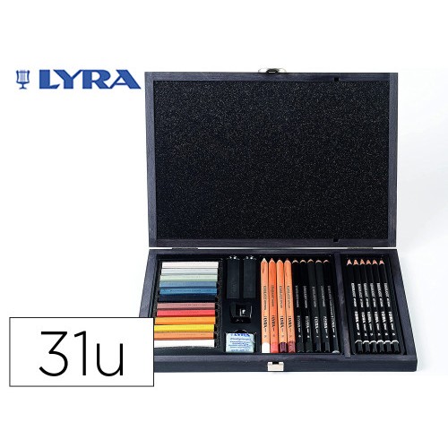 14917-SET DIBUJO CAJA DE MADERA 31 UDS. LYRA L2054002