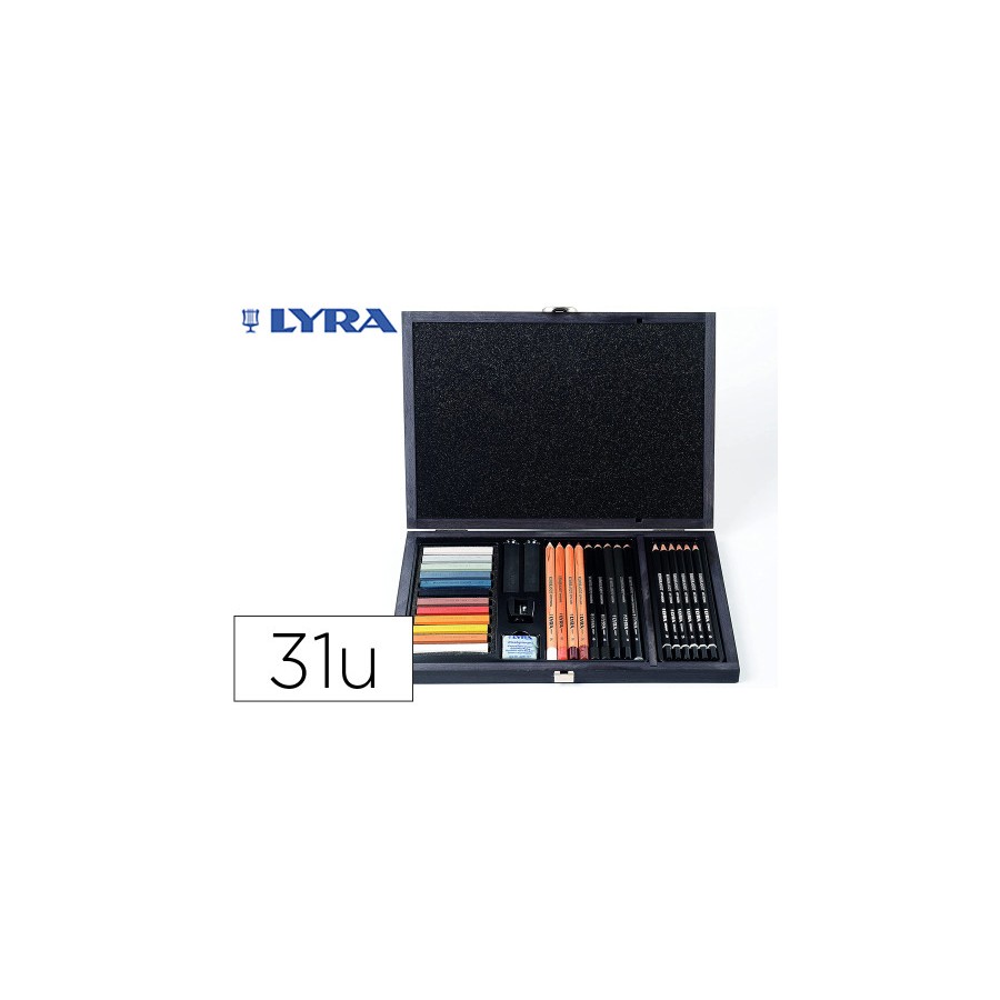 14917-SET DIBUJO CAJA DE MADERA 31 UDS. LYRA L2054002