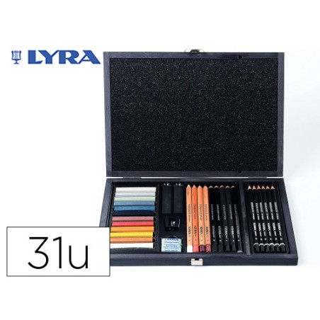 14917-SET DIBUJO CAJA DE MADERA 31 UDS. LYRA L2054002