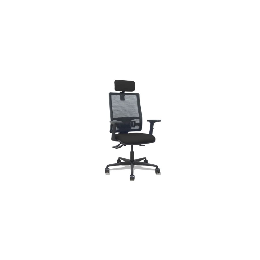14936-SILLA BORMATE ASINCRO MALLA NEGRA ASIENTO BALI NEGRO BRAZOS 2D RUEDAS 65MM CABECERO REGULABLE PIQUERAS Y CRESPO 40
