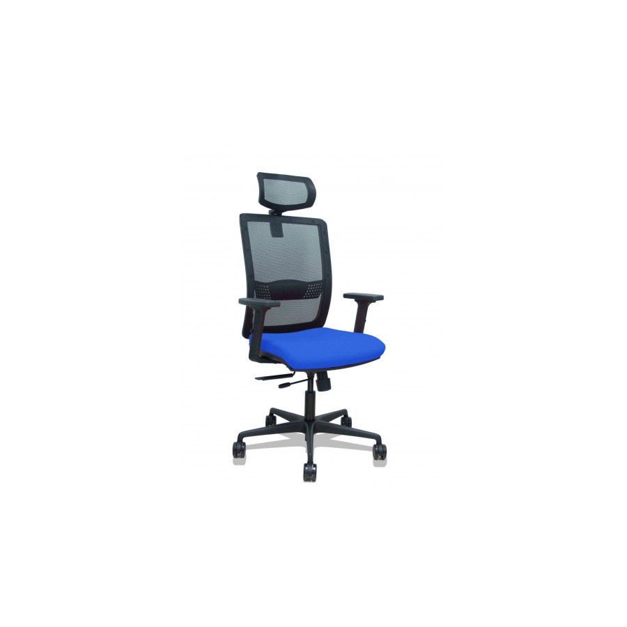 14938-SILLA HACHES TRASLACK MALLA NEGRA ASIENTO BALI AZUL BRAZOS 2D RUEDAS 65MM CABECERO REGULABLE PIQUERAS Y CRESPO 395