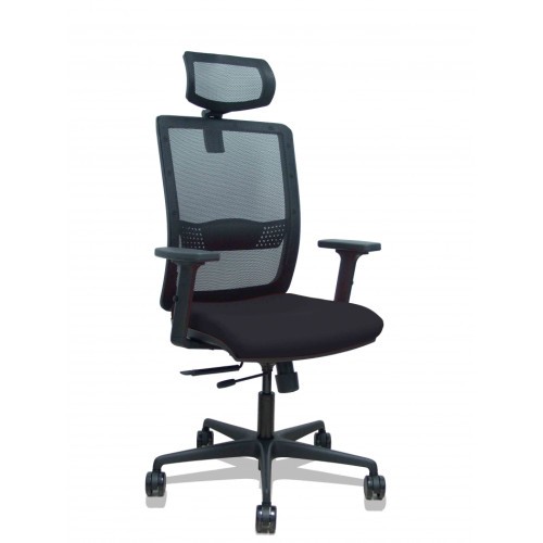 14939-SILLA HACHES TRASLACK MALLA NEGRA ASIENTO BALI NEGRO BRAZOS 2D RUEDAS 65MM CABECERO REGULABLE PIQUERAS Y CRESPO 39