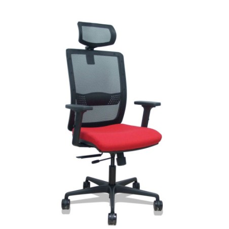 14940-SILLA HACHES TRASLACK MALLA NEGRA ASIENTO BALI ROJO BRAZOS 2D RUEDAS 65MM CABECERO REGULABLE PIQUERAS Y CRESPO 395