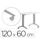 14964-MESA MESA CON TABLERO ABATIBLE 120X60CM COLOR GRIS ALUMINIO/BLANCO ROCADA 2000FD04