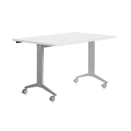 14969-MESA CON TABLERO ABATIBLE 140X80CM COLOR GRIS ALUMINIO/BLANCO ROCADA 2001FD04