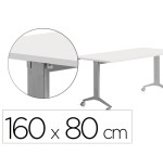 14975-MESA CON TABLERO ABATIBLE 160X80CM COLOR GRIS ALUMINIO/BLANCO ROCADA 2002FD04