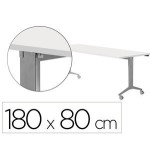 14979-MESA CON TABLERO ABATIBLE 180X80CM COLOR GRIS ALUMINIO/BLANCO ROCADA 2003FD04